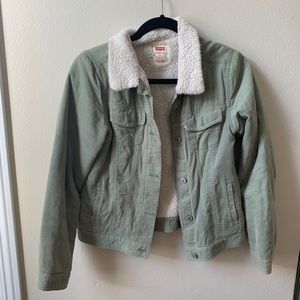 LEVI’S Sherpa lined olive jacket (kids XL = W XS)